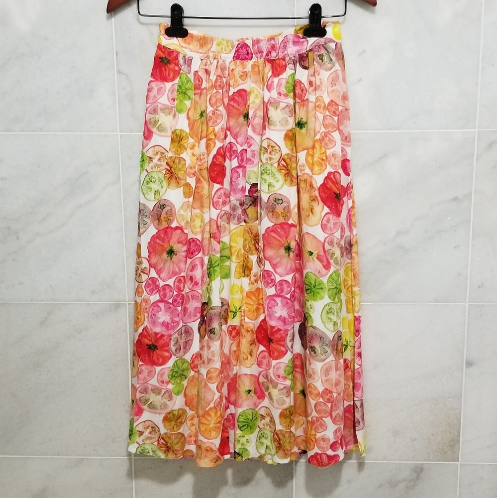 Modcloth Heirloom Tomato Print Pocket Midi Skirt xxs - Picture 6 of 8
